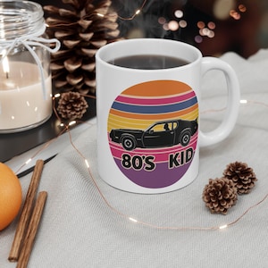 Retro 80s Car Mug: Vintage Sunset Coffee Cup