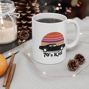 Retro 70s Car Mug: Vintage Sunset Coffee Cup