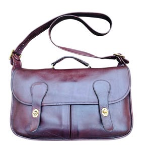 Vintage Coach Musette Carrier Bag NYC Leather Briefcase 70s 80s rare BURGUNDY Cross Body made in New York City