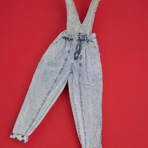 Vintage Stefano Worldwide Women’s 80s 90s Acid Wash Denim Overalls suspenders Size 6