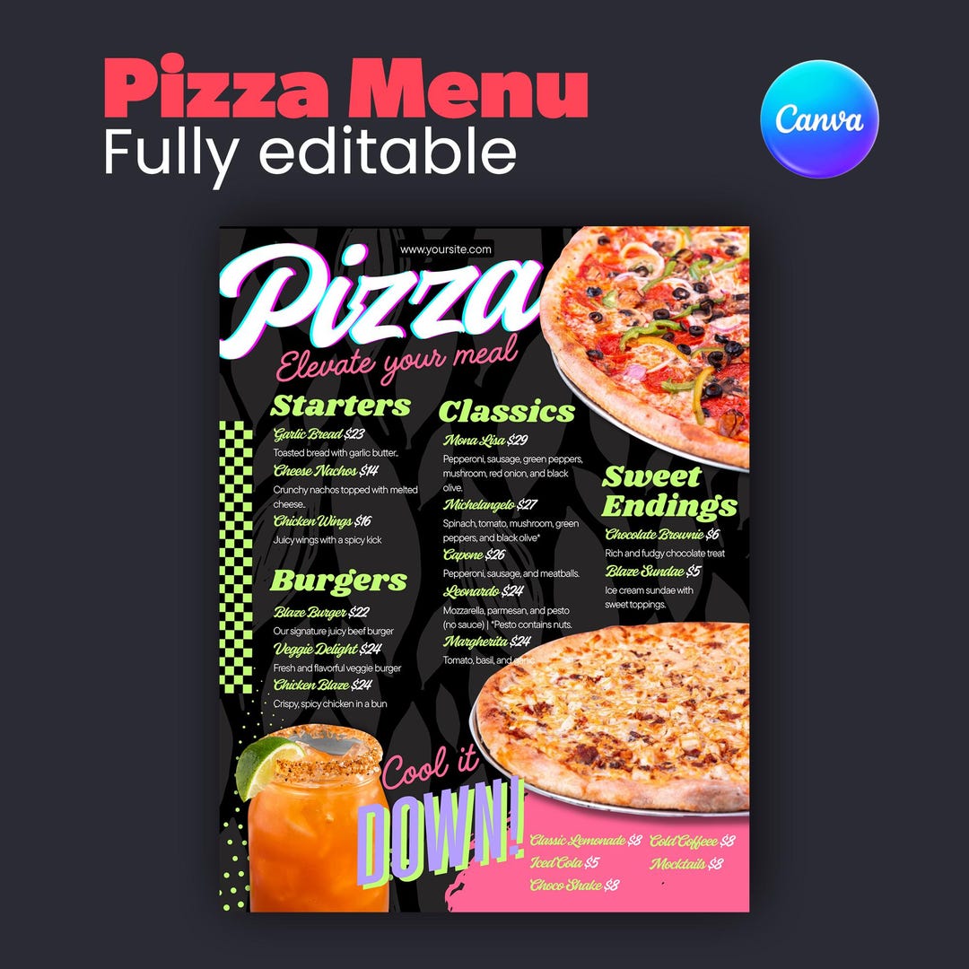 Editable Pizza Menu.pdf Editable Pizza Menu Template | Printable Pizza Menu | Canva Restaurant ...