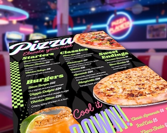 Editable Pizza Menu Template | Printable Pizza Menu | Canva Restaurant Menu | Modern Food Menu Design | Pizzeria Menu | Instant Download