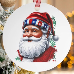 MAGA Trump Christmas Ornament | Santa Trump Metal Keepsake | Patriotic Holiday Decor | Political Christmas Gift | Festive Tree Ornament