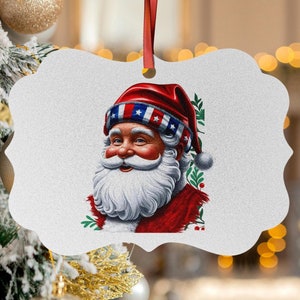 Ornamenti in alluminio vintage di Babbo Natale, decorazioni per le feste, decorazioni da appendere all&#39;albero di Natale, etichette regalo, ricordi personalizzati 2024