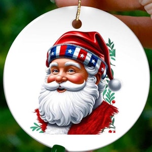 MAGA Santa Trump Ceramic Ornament, 2024 President Trump Christmas Decor, 4 Shapes, Custom Holiday Ornament, Unique Trump Gift for Christmas