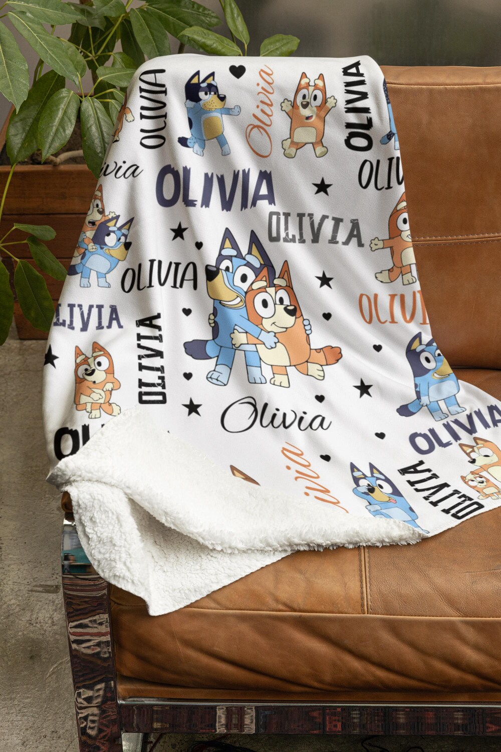 Custom Bluey Blanket | Plush Throw For Kids | Baby Blanket Gift | Bluey Baby Blanket For Boys & Girls | Soft Baby Blankets | Name Blanket 4Fansport