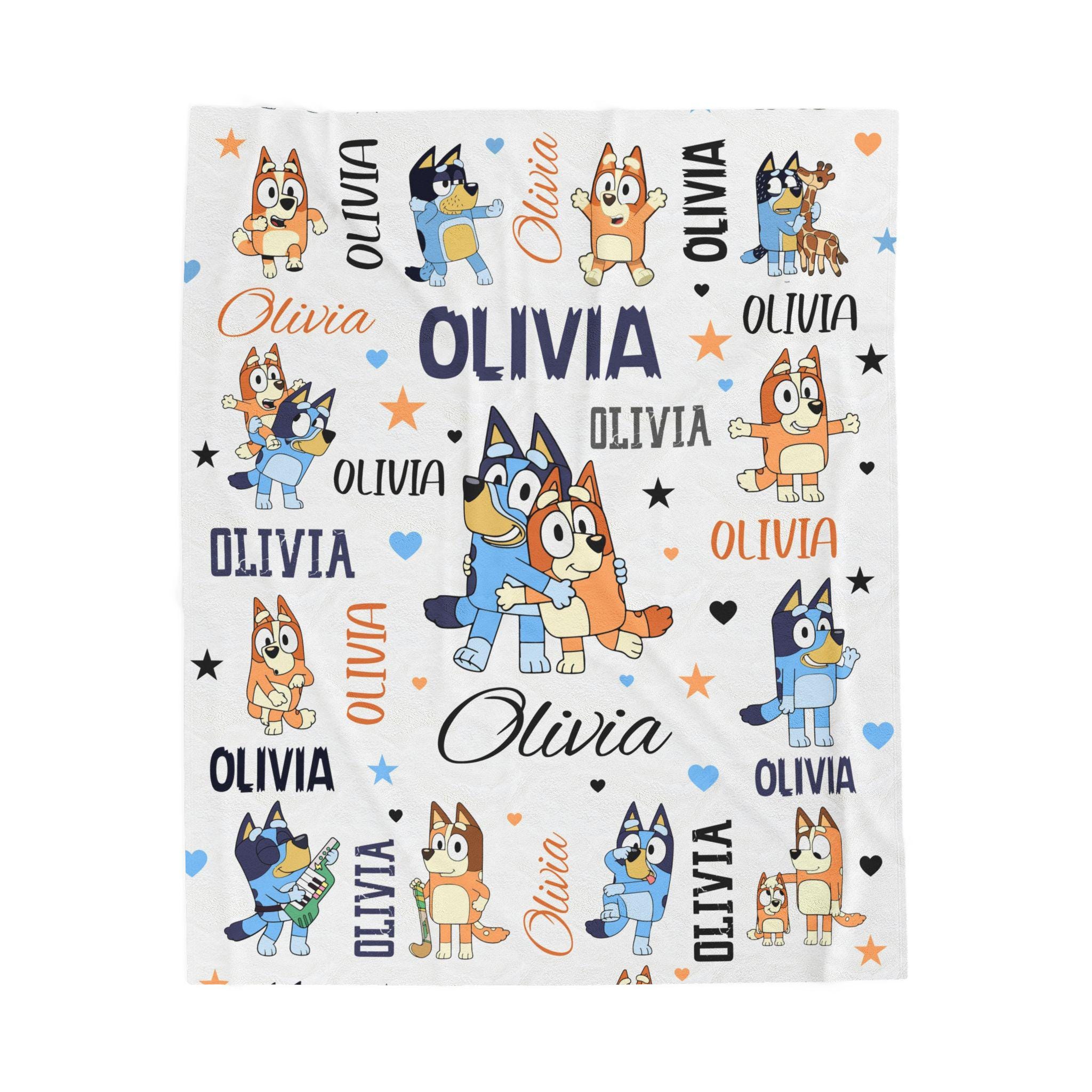 Custom Bluey Blanket | Plush Throw for Kids | Baby Blanket Gift | Bluey Baby Blanket for Boys & Girls | Soft Baby Blankets | Name Blanket