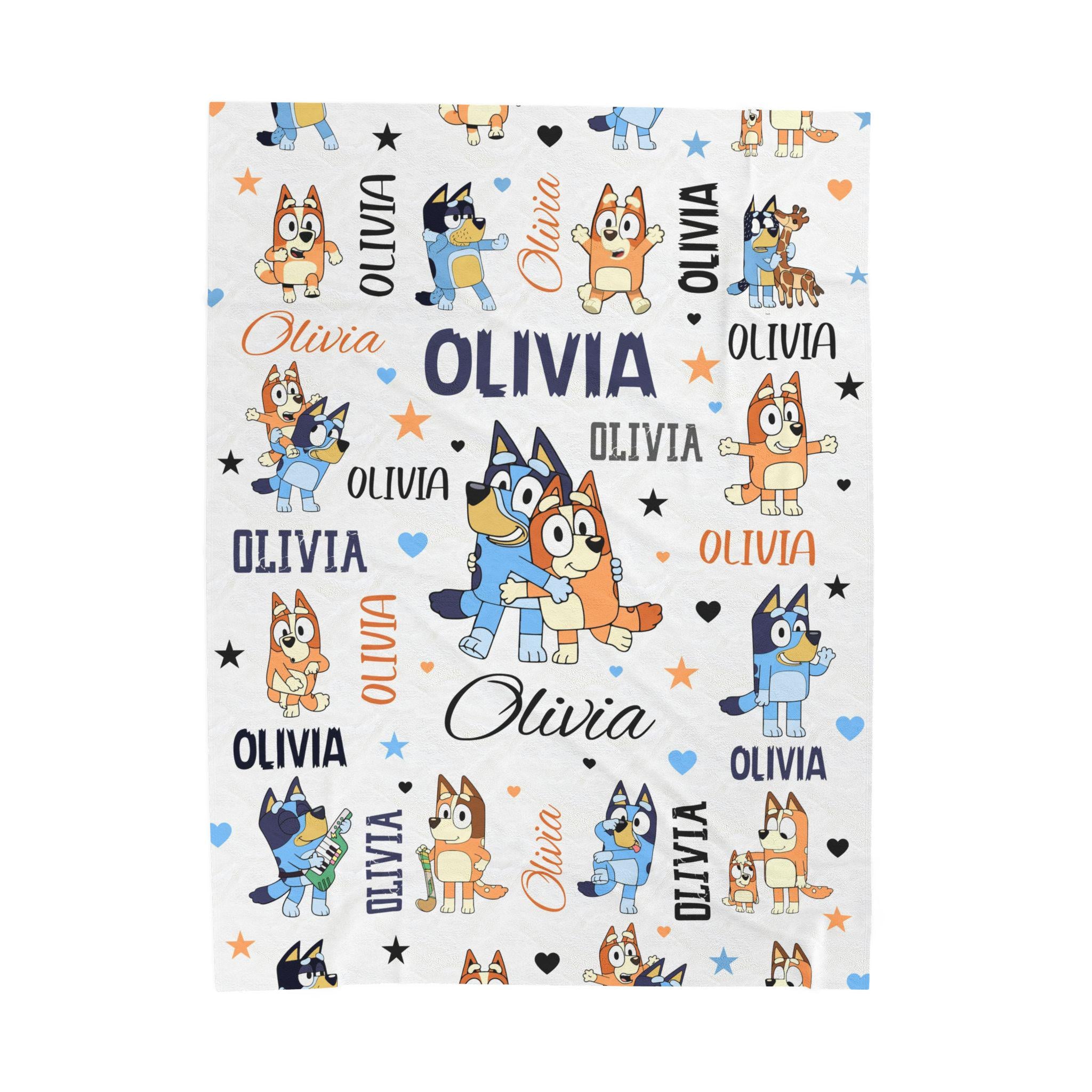 Custom Bluey Blanket | Plush Throw for Kids | Baby Blanket Gift | Bluey Baby Blanket for Boys & Girls | Soft Baby Blankets | Name Blanket