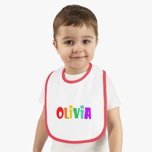 Personalized Baby Bib with Contrast Trim, Cute Baby Gift, Toddler Feeding Accessory, Customizable Infant Bib, Baby Shower Present, [...]