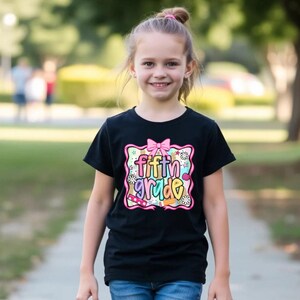 Preppy 5th Grade Shirt Back To School Shirt, Hello Fifth Grade Tee, Custom Girls 1st Day Of School T-Shirt, 5th Grade Teacher