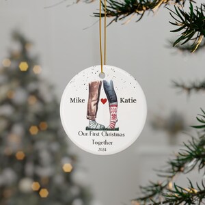 Personalized Ceramic Ornaments for Couples, Our First Christmas Together 2024, Holiday Tree Decor, Unique Gift, Wedding Keepsake, Love