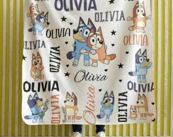 Anpassad blå filt | Plyschfilt för barn | Babyfiltpresent | Blå babyfilt för pojkar och flickor | Babyfiltar | Namnfilt