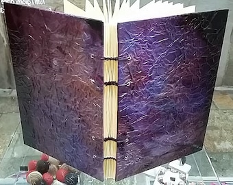coptic journal,handbound journal,coptic binding,coptic stitch journal, blank journal, purple journal,gifts for writers, made in venice