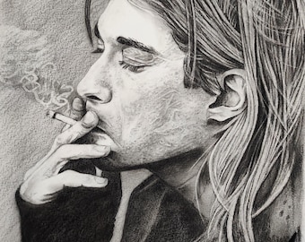 Porträt von Kurt Cobain mit Bleistift auf Blatt