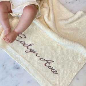 Personalized Knit Baby Blanket: Custom Embroidered Cotton Gift