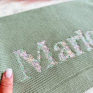 Personalized Baby Blanket – Embroidered Knit Cotton Keepsake, Christmas Baby Gift