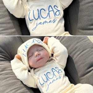 Personalized Newborn Baby Outfit Set – Custom Name Baby Bodysuit & Pants – Coming Home Outfit – Baby Shower Gift – Embroidered Infant Set