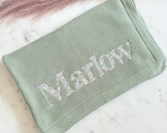 Personalized Embroidered Baby Blanket,Floral Baby Blanket, Newborn Gift For baby Girl, First Birthday, Christmas Gift for Newborn