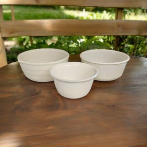 3 Vintage GE-mengschalenset Bee Hive geribbeld getextureerd melkglas