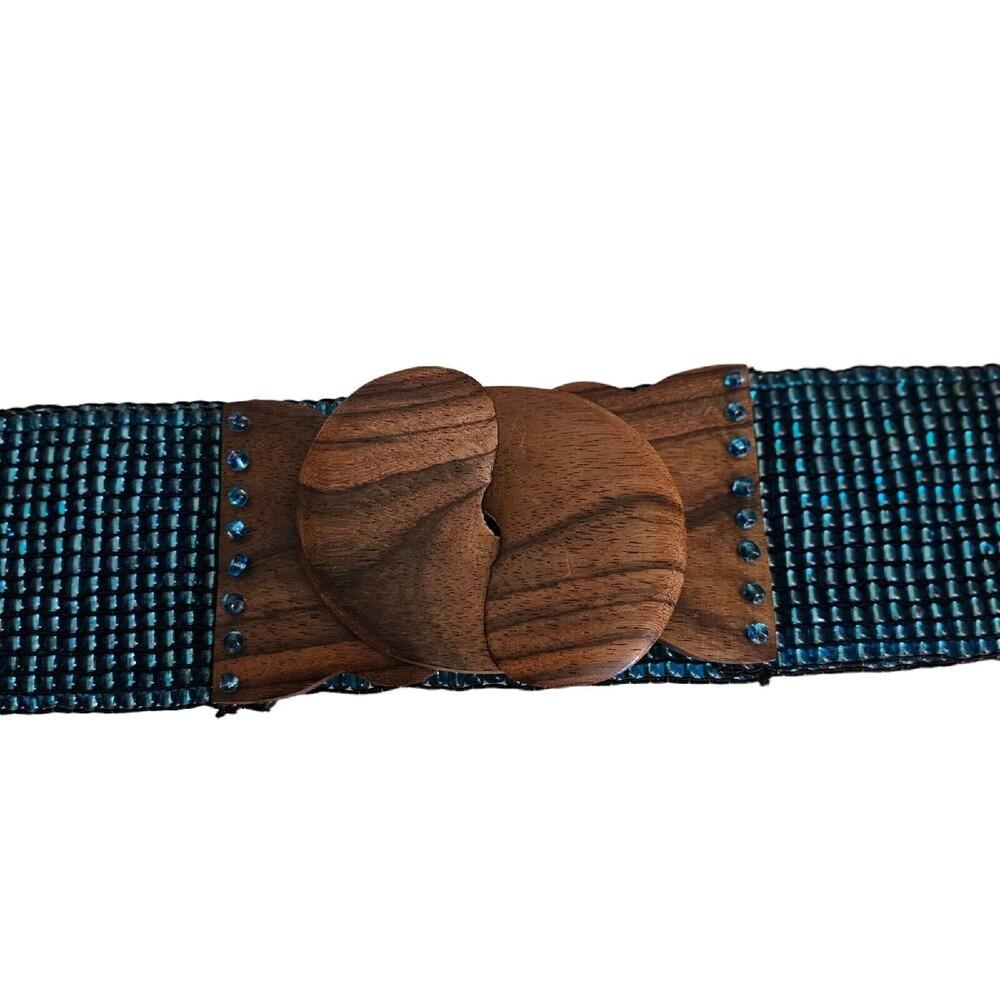 Vintage Wide Beaded Belt Teak Buckle Gerda Lynggaard MCM 