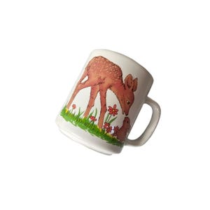 Vintage Coffee Mug Fawn Bunny Deer Rabbit Spring Bambi
