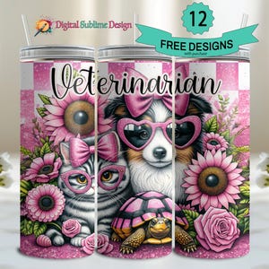 Veterinary Tumbler Wrap PNG Veterinary 20 oz Vet Tech Woche Sublimations-Veterinarier-Cup png 20