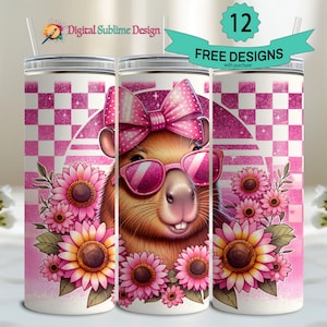 Cute Capybara Tumbler Wrap Be Happy Tumbler Wrap Capybara PNG 20 Oz Sublimation Tumbler Png, Don&#39;t Worry Be Cappy Positivity Tumbler Design