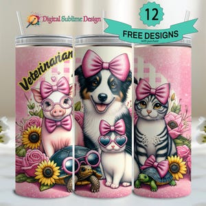 Veterinary Tumbler Wrap PNG Veterinary 20 oz Vet Tech Woche Sublimations-Veterinarier-Cup png 20