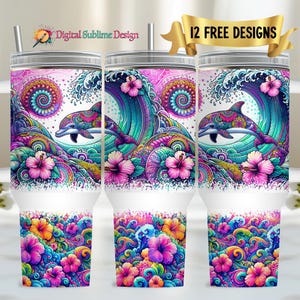 40oz Dolphin Tumbler Wrap Ocean png 40 oz tropical summer beach floral tumbler PNG 40oz tumbler wrap 40 oz sublimazione png 40 oz tumbler png