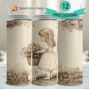 Antica cartolina di Pasqua PNG Junk Journal Tumbler Wrap Antica primavera PNG Sublimazione vecchio stile Vintage tumbler wrap cartolina sublimazione