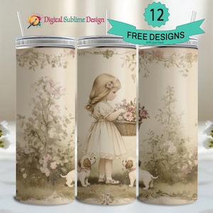Antica cartolina di Pasqua PNG Junk Journal Tumbler Wrap Antica primavera PNG Sublimazione vecchio stile Vintage tumbler wrap cartolina sublimazione