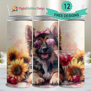 German Shepherd Tumbler Wrap German Shepherd PNG Dog mama 20oz Skinny Tumbler Sublimation Designs 20 oz Tumbler Design PNG Digital Download