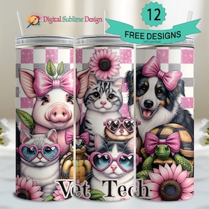 Veterinary Tumbler Wrap PNG Veterinary 20 oz Vet Tech Woche Sublimations-Veterinarier-Cup png 20