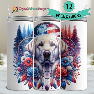 Labrador Retriever Tumbler Wrap Black Lab Chocolate Lab Black Labrador Yellow Lab Summer Tumbler Wrap Fourth of July PNG Memorial Day png 20