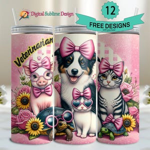 Veterinary Tumbler Wrap PNG Veterinary 20 oz Vet Tech Woche Sublimations-Veterinarier-Cup png 20
