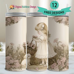 Antica cartolina di Pasqua PNG Junk Journal Tumbler Wrap Antica primavera PNG Sublimazione vecchio stile Vintage tumbler wrap cartolina sublimazione