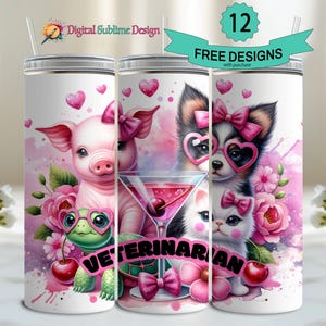 Veterinary Tumbler Wrap PNG Veterinary 20 oz Vet Tech Woche Sublimations-Veterinarier-Cup png 20