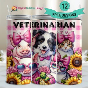 Veterinary Tumbler Wrap PNG Veterinary 20 oz Vet Tech Woche Sublimations-Veterinarier-Cup png 20