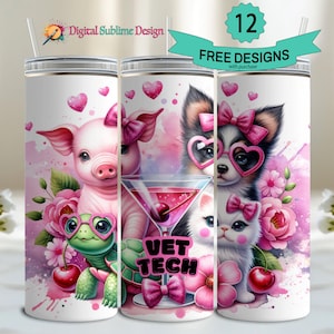 Veterinary Tumbler Wrap PNG Veterinary 20 oz Vet Tech Woche Sublimations-Veterinarier-Cup png 20