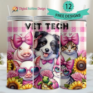 Veterinary Tumbler Wrap PNG Veterinary 20 oz Vet Tech Woche Sublimations-Veterinarier-Cup png 20