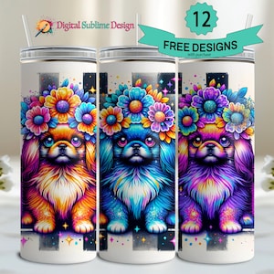 Pekingese Tumbler Wrap PNG Pekingese Dog 20oz Skinny Tumbler Sublimation Pekingese Mama 20 oz Digital Design Dog Mom digital download file