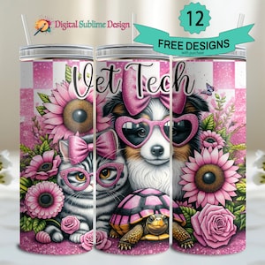 Veterinary Tumbler Wrap PNG Veterinary 20 oz Vet Tech Woche Sublimations-Veterinarier-Cup png 20