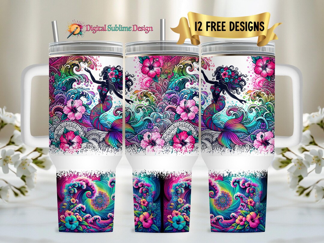 40oz Mermaid Tumbler Wrap Ocean 40 Ounce Sublimation Template Png 40 Oz ...