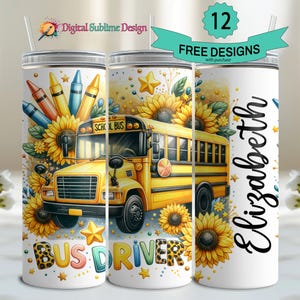 Skolbussförare uppskattning tumbler wrap png, tillbaka till skolan 20oz smal sublimeringsdesign, skolbussförare tumbler sublimeringsdesign