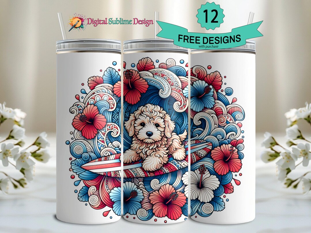 Goldendoodle Tumbler Wrap 20oz Goldendoodle PNG Golden 20 Oz Doodle ...