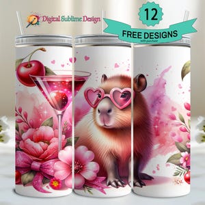 Cute Capybara Tumbler Wrap Be Happy Tumbler Wrap Capybara PNG 20 Oz Sublimation Tumbler Png, Don&#39;t Worry Be Cappy Positivity Tumbler Design