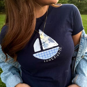 Wind and Waves - Patchwork Sailboat Baby Tee