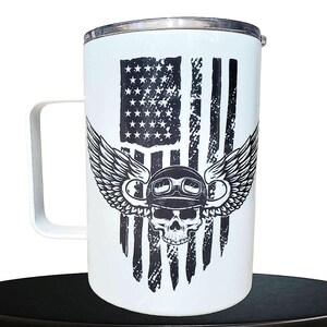 Motorcycle Stainless Steel Tumbler with Handle