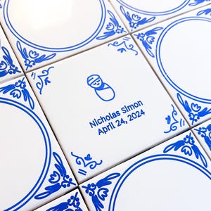 Custom Birth Announcement Delft Tile