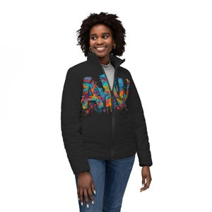 Jaqueta Puffer Feminina Vibrante, Agasalho Colorido e Elegante, Casaco de Inverno Moderno, Moda Urbana Chique, Essencial para Streetwear, Presentes para Ela